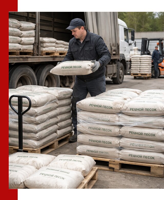 Речной песок в мешках с доставкой в Чусовой