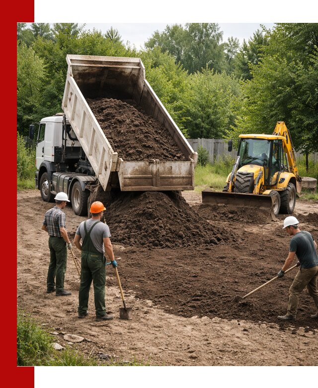 Доставка и укладка грунта для выравнивания участка в Чусовой