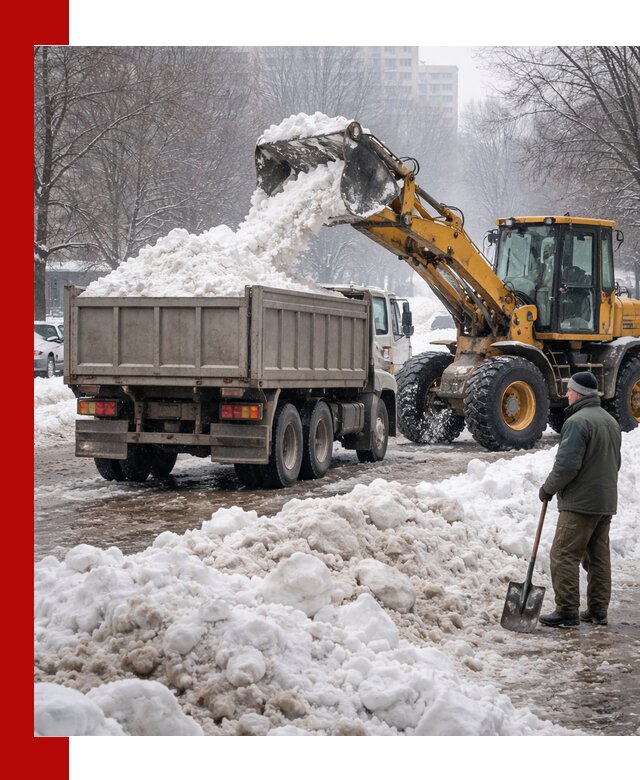 Вывоз снега грузовой техникой в Чусовой оперативно и чисто