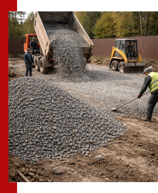 Отсыпка участка щебнем с доставкой и уплотнением в Чусовой